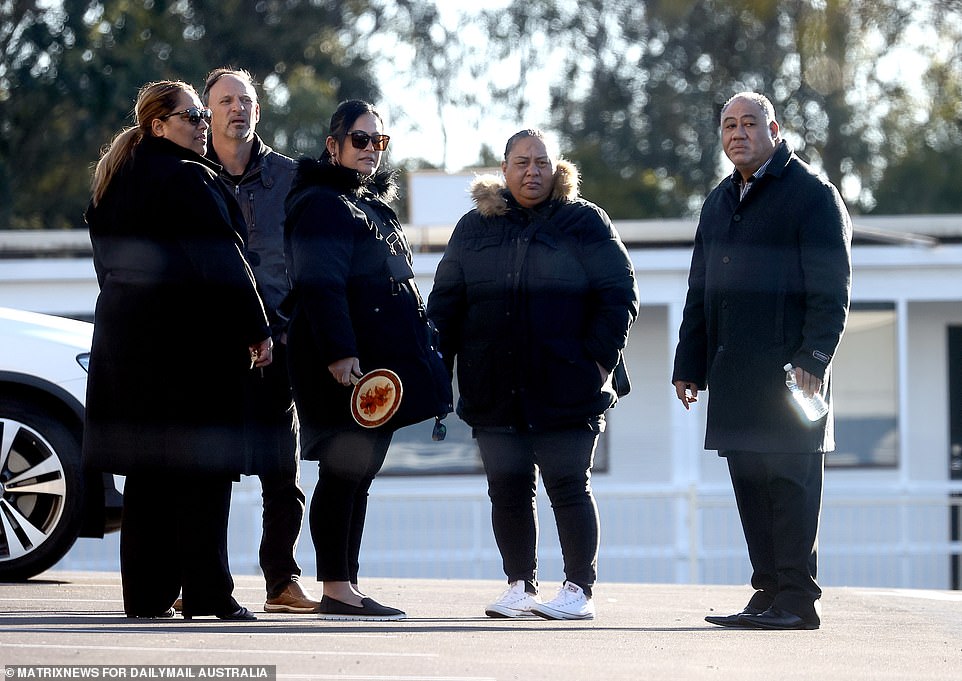 Mourners gathered in the car park of the cathedral as they waited for the ceremony to begin