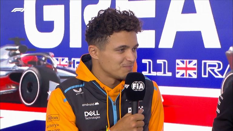 McLaren driver Lando Norris is asked who he thinks will be the top performing Brit at the British Grand Prix.