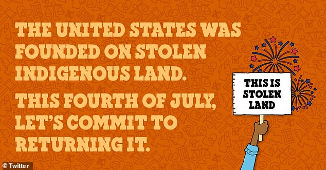 The ice cream brand, which has long courted progressive audiences, called  for the United States to return 'stolen indigenous land'