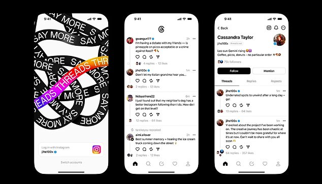 Threads (pictured) is considered to have a ready-made audience thanks to being pushed out to Instagram's two billion global users