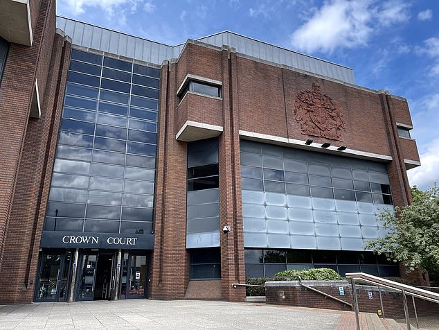 In footage played to Harrow Crown Court (pictured) this afternoon, Miss Waris is seen walking up to Mr Jarman's front door, whimpering in fear, pleading with Stanekzay to stop