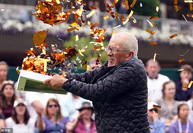 It comes after environmental group activists threw orange confetti and jigsaw pieces onto Court 18 at Wimbledon