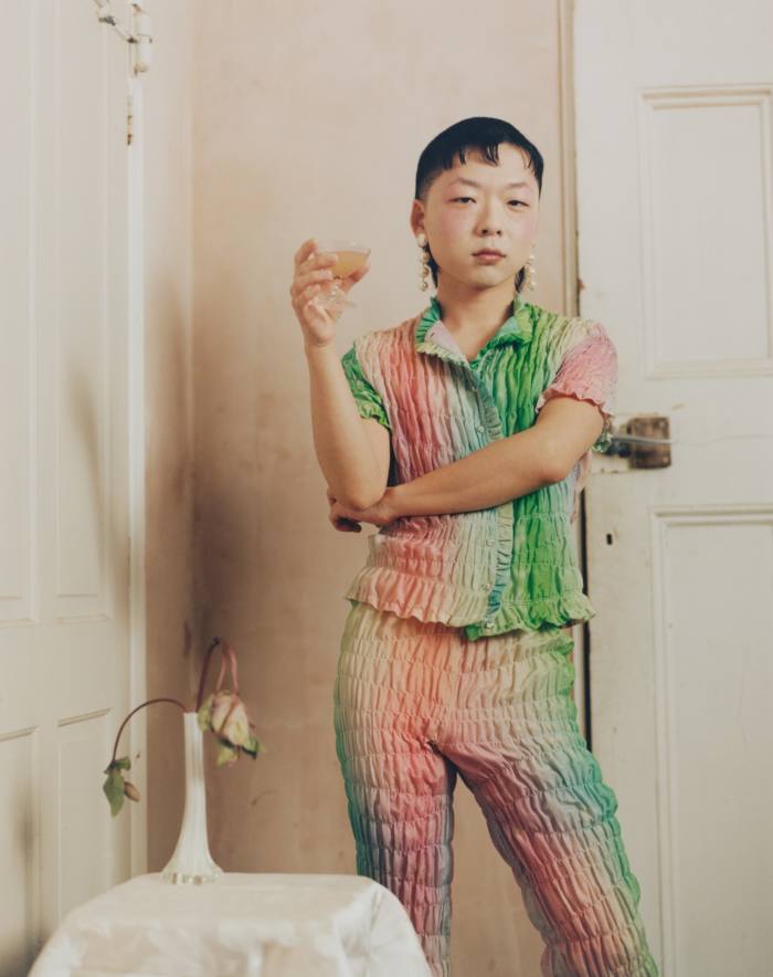 Samuel Gui Yang silk and cotton Ku Gua top, £450, and trousers, £470