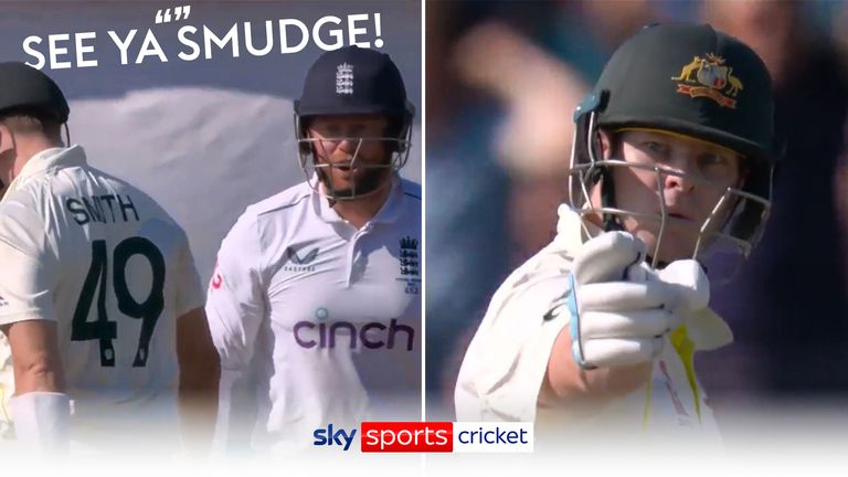 Watch the moment Steve Smith was dismissed and instantly teased by Jonny Bairstow as the Australian batsman was walking off at Headingley.