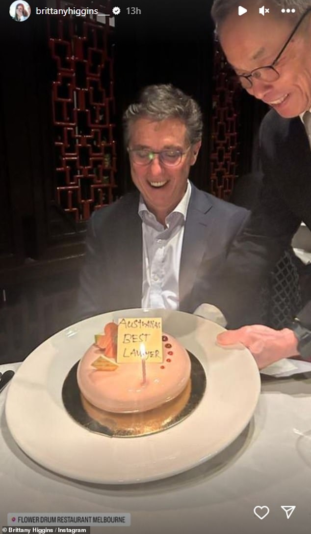 Leon Zwier is pictured at a birthday celebration in Melbourne. He had a cake that said 'Australia's best lawyer'