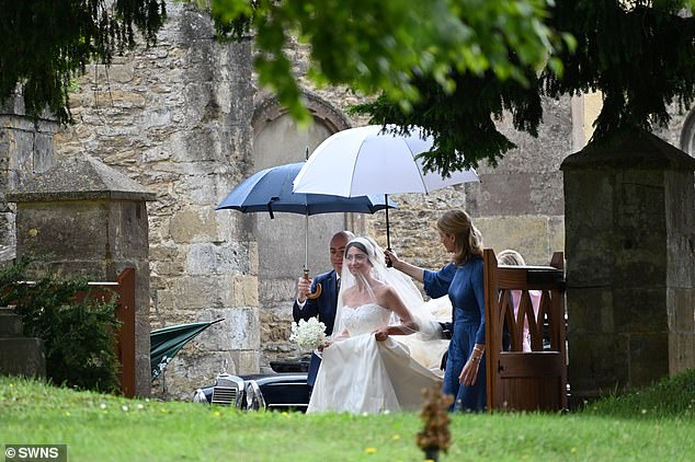 Groom George Osbourne was not seen arriving outside the church