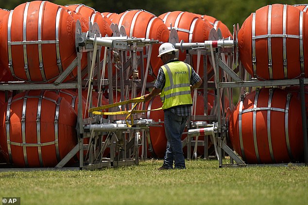 The buoys will be positioned in the Rio Grande, with netting underneath