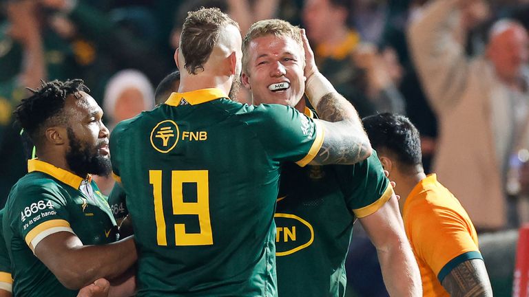 Pieter-Steph du Toit scored South Africa's sixth try of the contest 