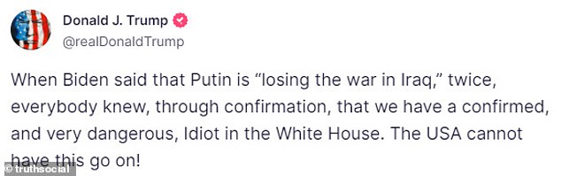 On the actual holiday, former President Donald Trump was active on his Truth Social network, at one point calling President Joe Biden a 'very dangerous Idiot'