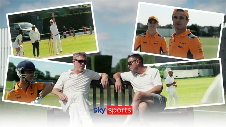 McLaren's Lando Norris and Oscar Piastri face each other in an Ashes-inspired cricket match