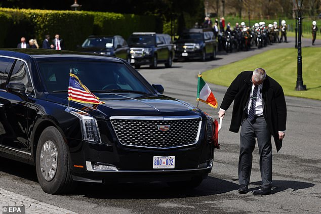 After Mr Biden - who often boasts about his Irish heritage - moved on to the Republic the country's flag was proudly on display