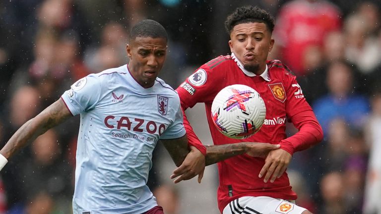 Ashley Young battles with Jadon Sancho