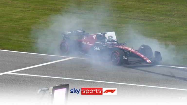 Valtteri Bottas spun his Alfa Romeo and couldn't get his car going again as a red flag was issued during Q1 in Austria