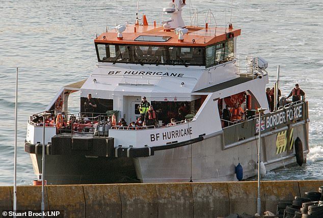 Border Force clipper packed with migrants arrives in Dover