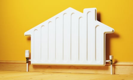 House-shaped radiator on wall