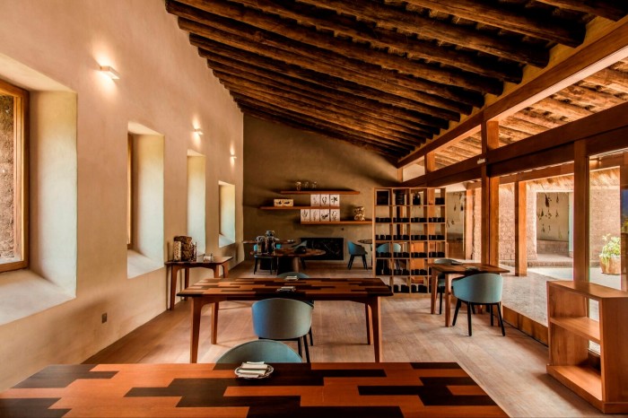 The rustic interior of the restaurant