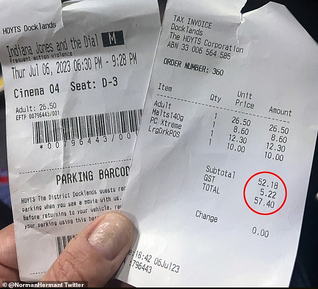 How to save money at Hoyts: Australian man spends nearly $60 on movie ticket in Melbourne