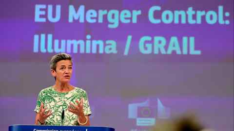 Margrethe Vestager speaks at EU headquarters