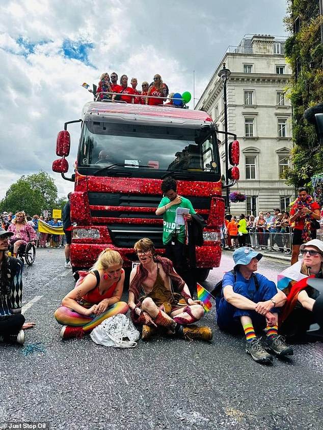 Just Stop Oil protesters bock Pride parade