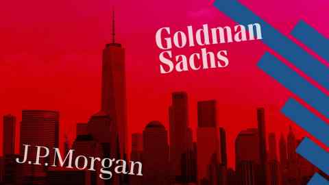 Montage of the logos of JPMorgan and Goldman Sachs