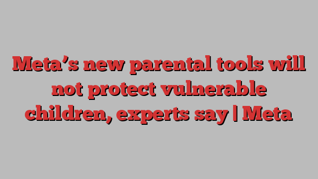 Meta’s new parental tools will not protect vulnerable children, experts say | Meta