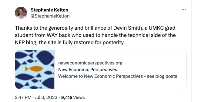 New Economic Perspectives blog has been restored