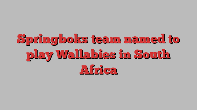 Springboks team named to play Wallabies in South Africa