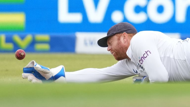 England v Australia - LV= Insurance Ashes Series 2023 - Third Test - Day One - Headingley
England&#39;s Jonny Bairstow drops a catch from Australia&#39;s Travis Head (not pictured) during day one of the third Ashes test match at Headingley, Leeds. Picture date: Thursday July 6, 2023.