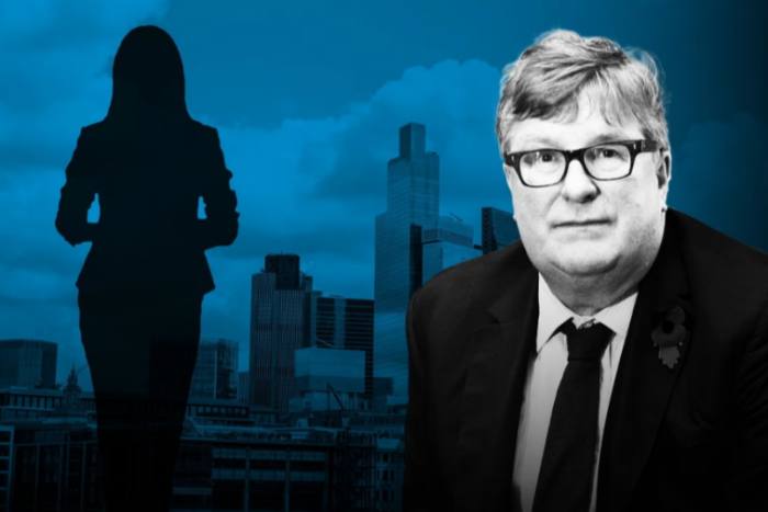 Montage of Crispin Odey and London skyline 