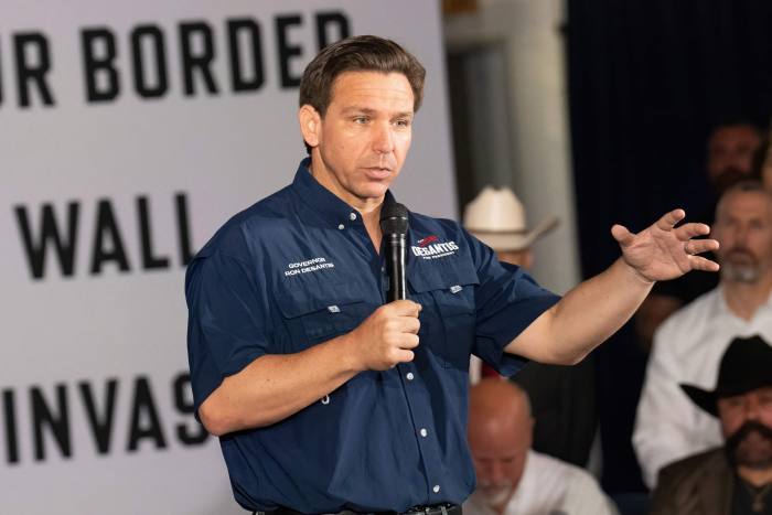 Ron DeSantis speaking at a public event