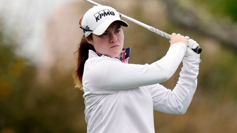 Leona Maguire strikes the ball from the 15th tee during the second round of the US Women's Open at Pebble Beach