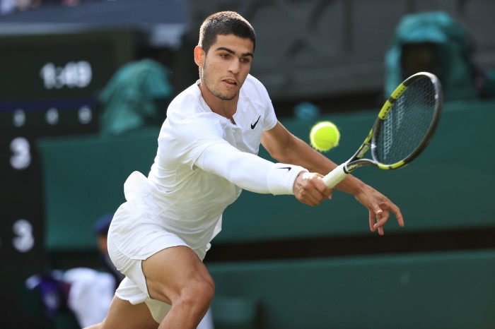 Carlos Alcaraz during his match against Jannik Sinner in last year’s Championships