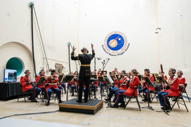 NASA Goddard acoustics chamber and US marine band turn up the volume