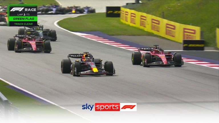 Verstappen keeps Ferrari threat at bay on opening lap of Austrian GP