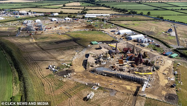 Abandoned: Surrounding the fictional village, there appeared to what be production tents set up, but those appear to be deserted amid the early shutdown following the strikes