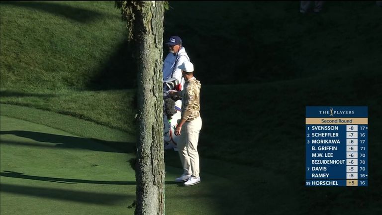 Billy Horschel threw his club back towards caddie Mark 'Fooch' Fulcher after making a chip-in eagle during the second round of The Players.