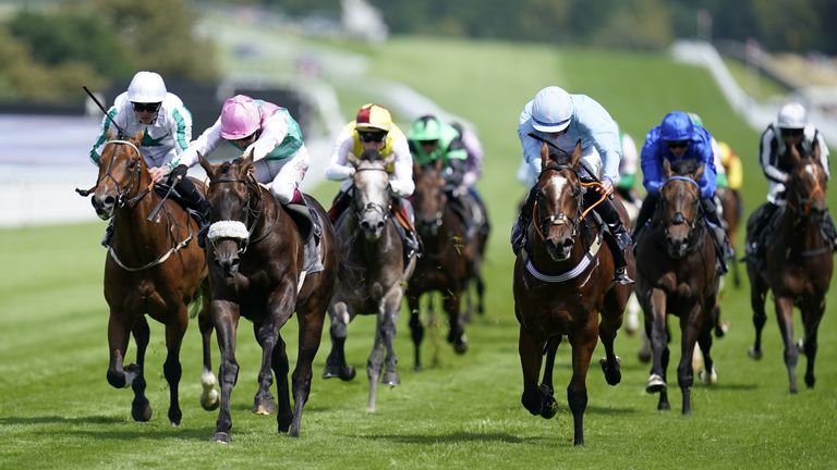 Mansa Musa (right) scores at Goodwood under Rossa Ryan