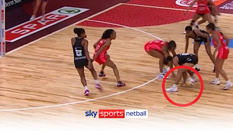 The South Africa crowd  were stunned after a comical nutmeg during England's clash against Fiji at the Netball World Cup