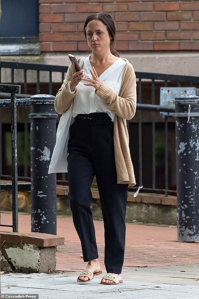 Deborah Peplow is pictured outside Crewe magistrates court where she was banned from driving  for two years and handed a £200 fine