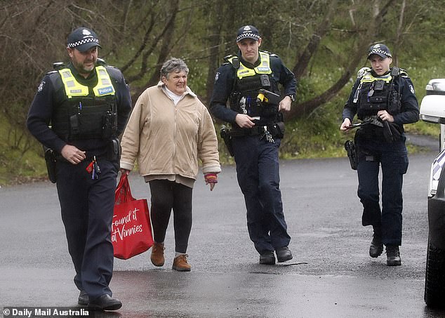 Police descended on the memorial service for Don and Gail Patterson on Thursday