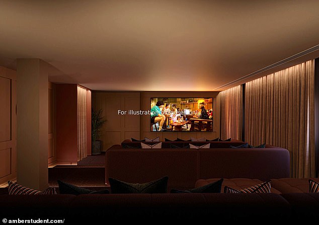 Inside the block is a luxury cinema room for student to relax in when not working on projects