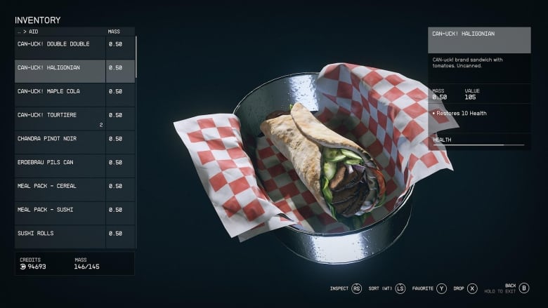 video game screenshot of a donair wrap sandwich