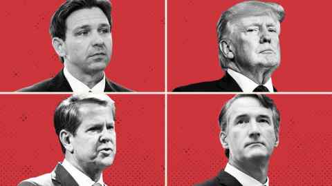 Montage of Ron DeSantis, Donald Trump, Brian Kemp and Glenn Youngkin