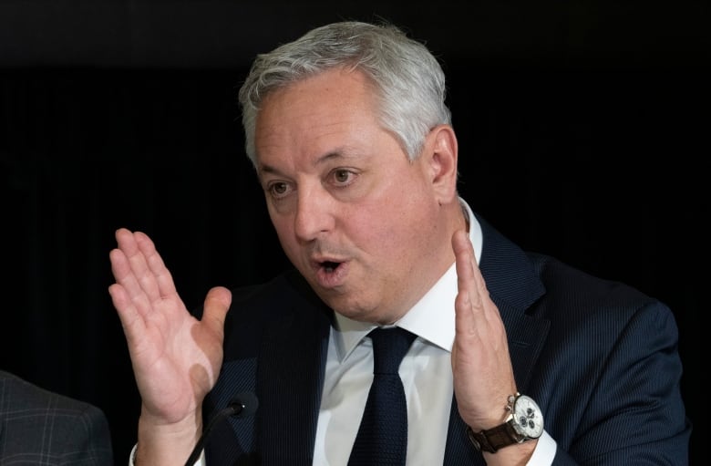 Canadian Security Intelligence Service Director David Vigneault responds to a question from counsel as he testifies at the Public Order Emergency Commission, Monday, Nov. 21, 2022 in Ottawa.