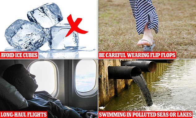 Health risks of your holiday revealed – including why you should never have ice in your drink or wear flip flops…