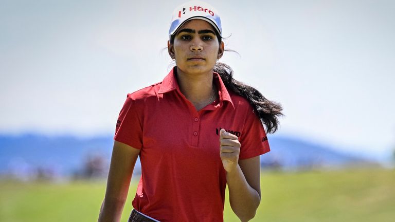 Diksha Dagar of India leads the way at Dromoland Castle in the Republic of Ireland (CTK via AP Images)