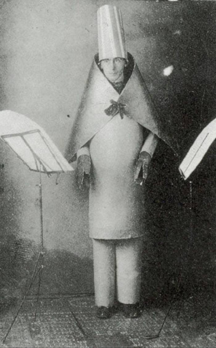 Dada co-founder Hugo Ball in his ‘Cubist bishop’ outfit at the Cabaret Voltaire