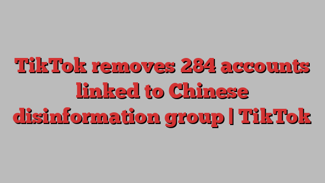 TikTok removes 284 accounts linked to Chinese disinformation group | TikTok