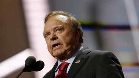 Harold Hamm speaks during the Republican National Convention in Cleveland, Ohio, in 2016