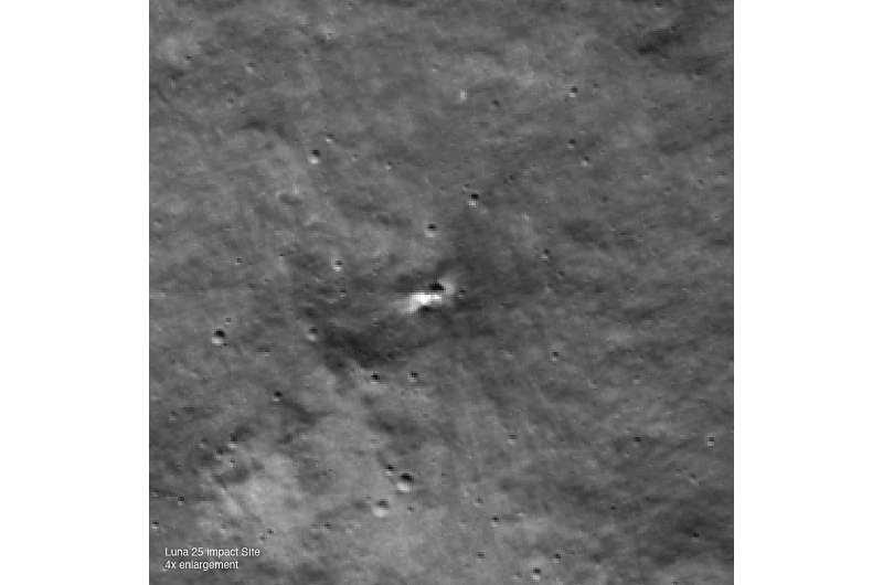 NASA's LRO observes crater likely from Luna 25 impact